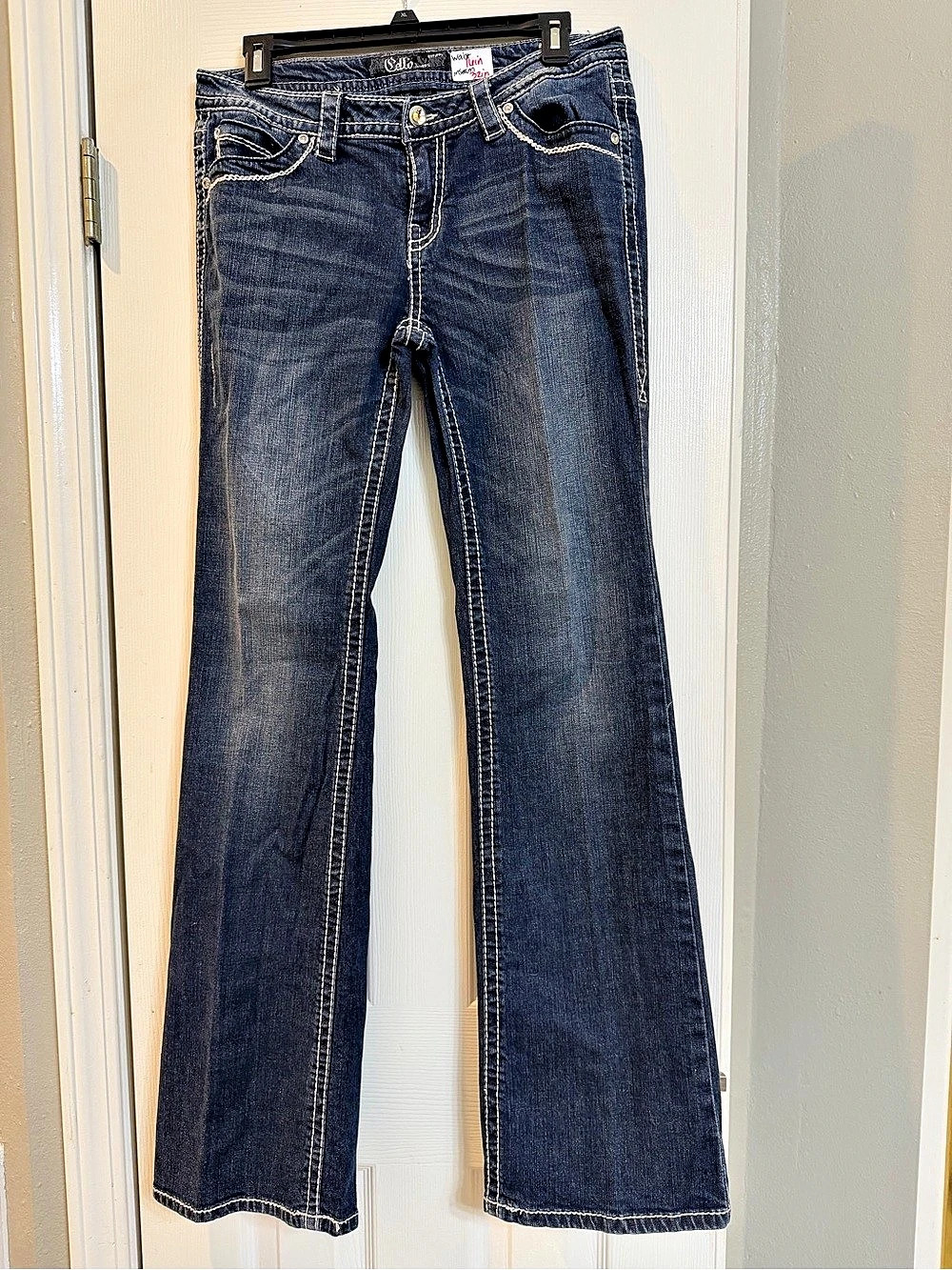 Cello Flare Jeans in Blue Waist 11